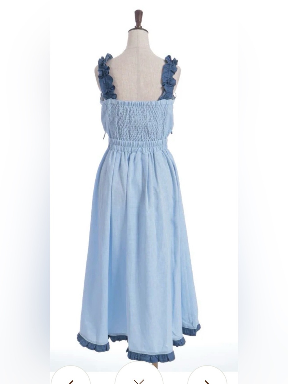 NWT Axes Femme Rose Embroidery Gather Frill JSK Dress in Saxe Blue - Picture 3 of 8